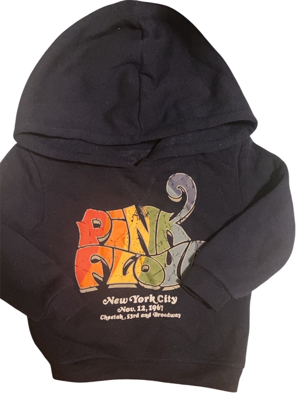 Vintage Pink Floyd Black Hoodie with Multicolor Retro Logo 18 Months
